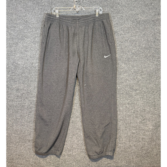 Nike Pants Mens XXL 2XL Gray Joggers Stretch Nike Fleece Swoosh Sweatpants - Picture 1 of 14